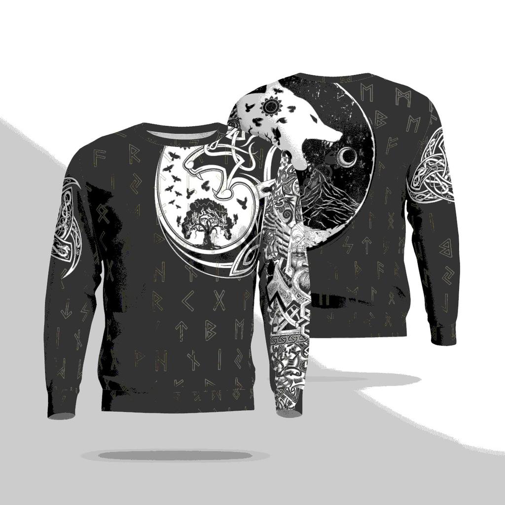 Herren Pullover Sweatshirt Frühling 3D Digital Tattoo Gedruckt Locker Lässiges Oberteil