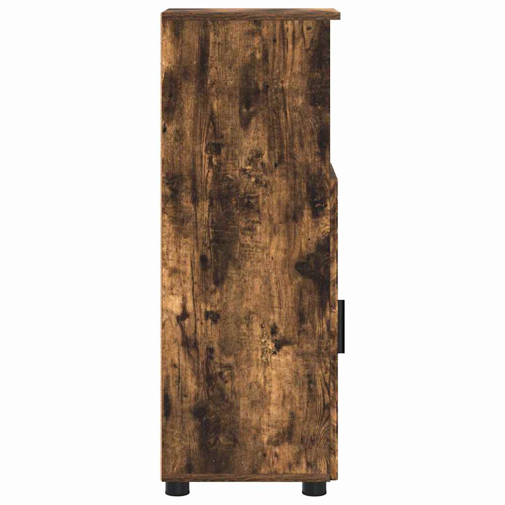 Bathroom Cabinet with Door Smoked Oak 30 x 35 x 95 cm