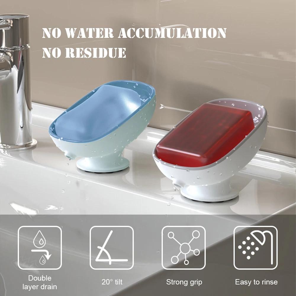 Super Suction Cup Soap Dish Self Draining Soap Box Kithcen Sponge Holder Soap Container Bathroom Soap Holder Soap Box Drain