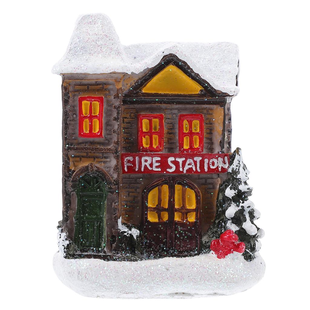 1Pcs Small House Ornament Resin Christmas Decor Miniature Home Decoration for Tree Cabinet Desk Festival Atmosphere Gift