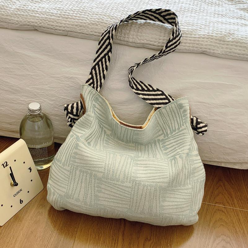 Stylish Vintage Summer 2024 Large Capacity Tote Bag Versatile Crossbody Bag In Brown Green Blue Yellow