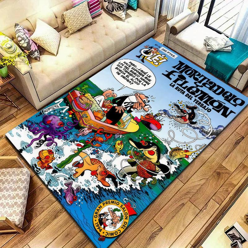 Mort Phil Mortadelo Y Filemon Carpet Rug for Living Room Bedroom Home Sofa Decoration,Kids play Nonslip Floor Mat