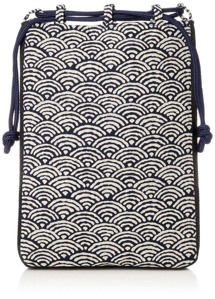 Maruzen Gusseted Shingen Seigaiha 20 x 4 x Drawstring Bag Bag, Pattern, 28cm,