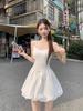 Women's White Ballet Spaghetti Strap Dress with Slimming Waist and Bud Short Skirt - Summer 2026 Collection.