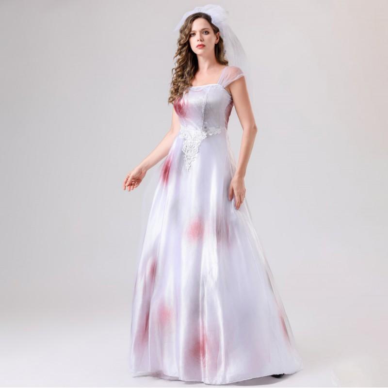 Halloween Ghost Bride Costume Womens Cosplay Dress Party Prom Role Play Outfit