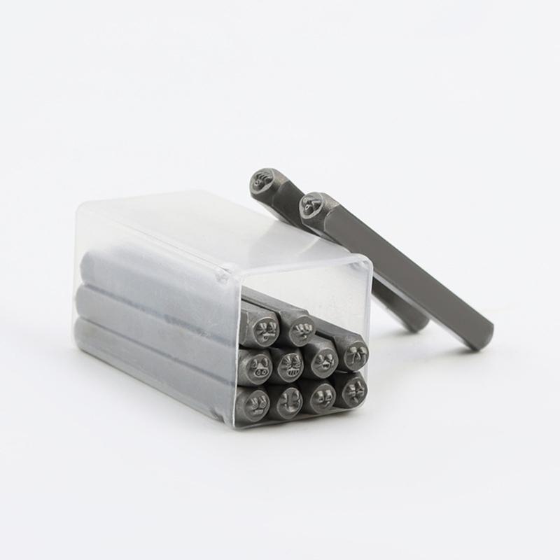 12-teiliges Metallstempel-Prägestempel-Set 1/8'' (3mm) Herz- und Tierstempel-Set Stempelwerkzeug zum Prägen von Metall, Leder, Holz