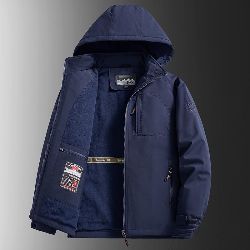 Men's Fleece-Lined Waterproof Winter Jacket - Warm, Plus Size, Outdoor Windproof Coat