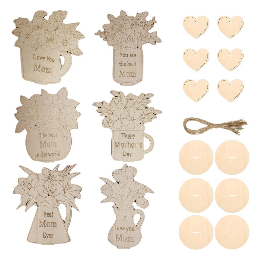 

Funny Wooden Rose Tulip Chips Creative Mother s Day Gifts Wooden Flower Ornament Valentine s Day 6pcs Flower