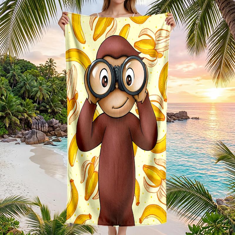 Curious George Fashion Beach Towel: Ideal for Summer Adventures Soft, absorbent and quick drying suitable for swimming and bathing