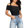 Womens Spring Tops Off Shoulder Ruched Design Summer Shirts for Women Casual Short Sleeve Tshirts Shirts for Women