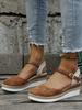 2025 summer new foreign trade large size bag head rear empty slope heel sandals women's hemp rope bottom buckle thick sole women's sandals