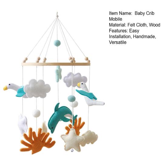 Seagull Baby Crib Mobile Ocean-Themed Handmade Felt Hanging Decor Soft Stroller Hanging Toy for Newborns