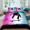 Skul Soft Duvet Cover Skateboard Human Skul featuring Skateboard Print for Children Kids Young Boys Tens Rom Decor Extreme Sport Theme Comfortable