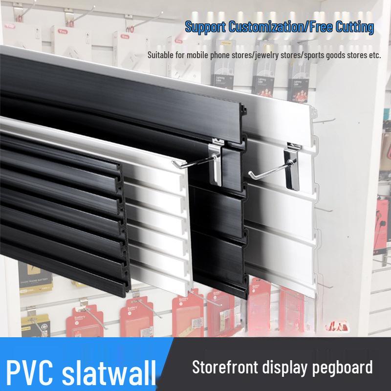 PVC Slotted Panel Display Stand for Mobile Accessories & Jewelry with Hooks
