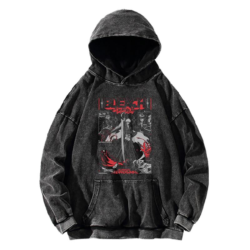 

Худи Kurosaki Ichigo BLEACH Свитшот с принтом манги Мужской Женский С длинным рукавом Уличная одежда Выстиранный хлопок Толстовка с капюшоном Пуловер Одежда XXL чёрный