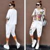 Women's Suit Summer Short Sleeved T Shirt Harem Calf Length Pants Fashion Korean Loose Leisure Sports Set