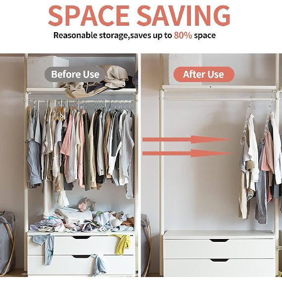 Platzsparende Kleiderbügel, 10er-Pack Kleiderbügel-Organizer Platzsparer, Magische Metall-Faltbare Schrank-Organizer, Mehrere Kleiderbügel in Einem, College