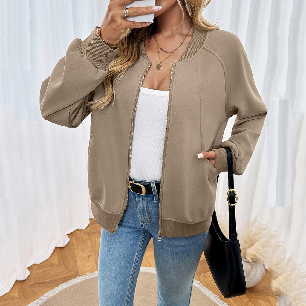 Women's Casual Loose Solid Color Jacket Long Sleeve Coat