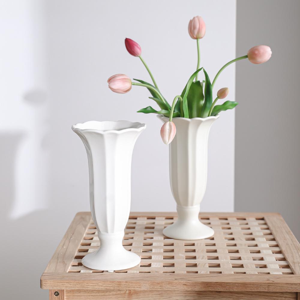 French Ceramic Vase Ins High Value White Cream Style High Sense Roman Medieval Vase