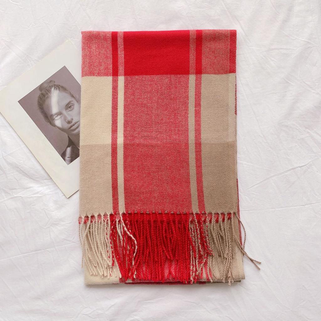 9-Color 2024 Autumn And Winter New Item Imitation Cashmere Thickened Warm Tassel Classic Plaid Temperament Shawl Scarf For Women