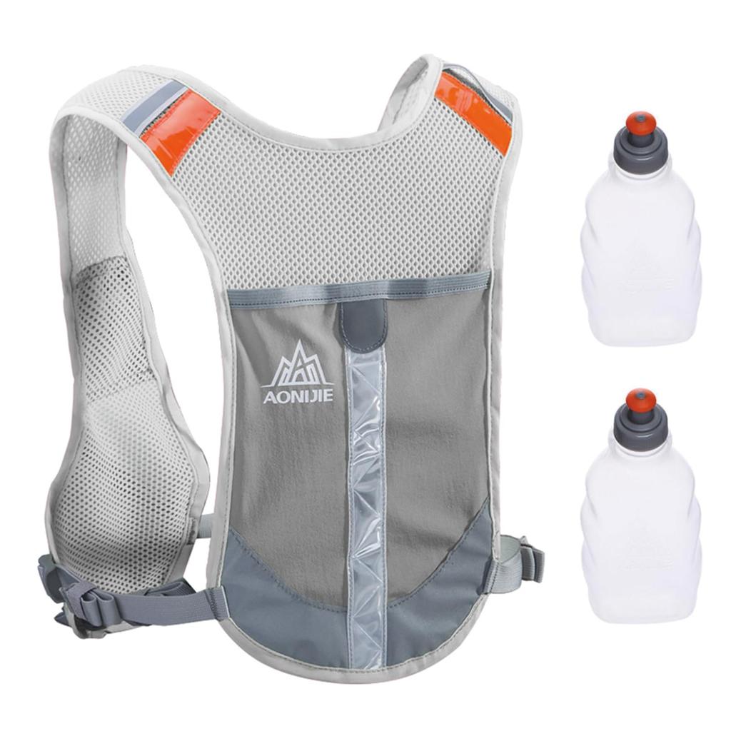 TRIWONDER Reflective Vest Lightweight Safety Cycling Bag Bicycle Bag Pack Running Marathon Ryuk 2 Water Bottles (Gray - Included)