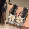 -Flip-flops for women to wear summer cute flowers versatile flat-bottomed beach cool slippers