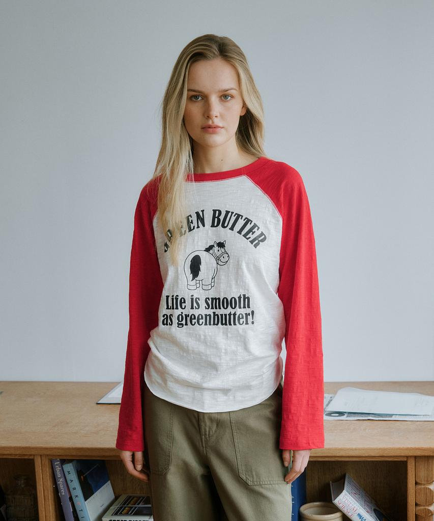 GREENBUTTER Slub Raglan Tee (Red)