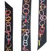 Used Hermes Twilly 2023SS Drebuckle Black Rose Multicolor Silk Scarf Ribbon Scarf