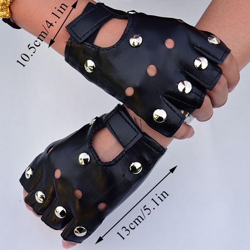 

1 Pair Motor Punk Gloves Unisex Black PU Leather Fingerless Gloves Black Female Half Finger Driving Women Men Sports Guantes Hot One Size