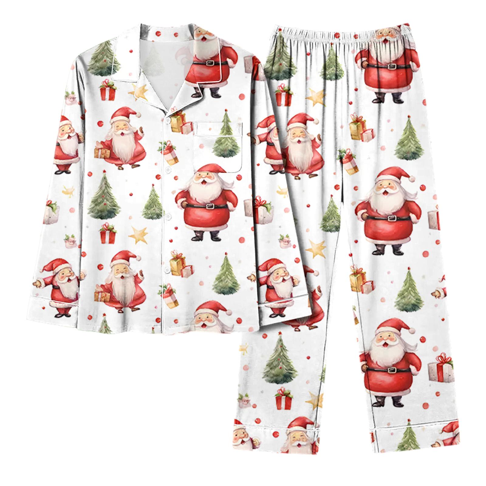 

Женский повседневный модный комплект для дома с длинным рукавом и брюками с рождественским принтом XL