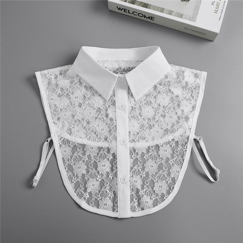 Women Embroidery Lace Detachable Lapel Fake Collar Shirt White Ruffles False Collar Woman Removable False Blouse Nep Kraagie