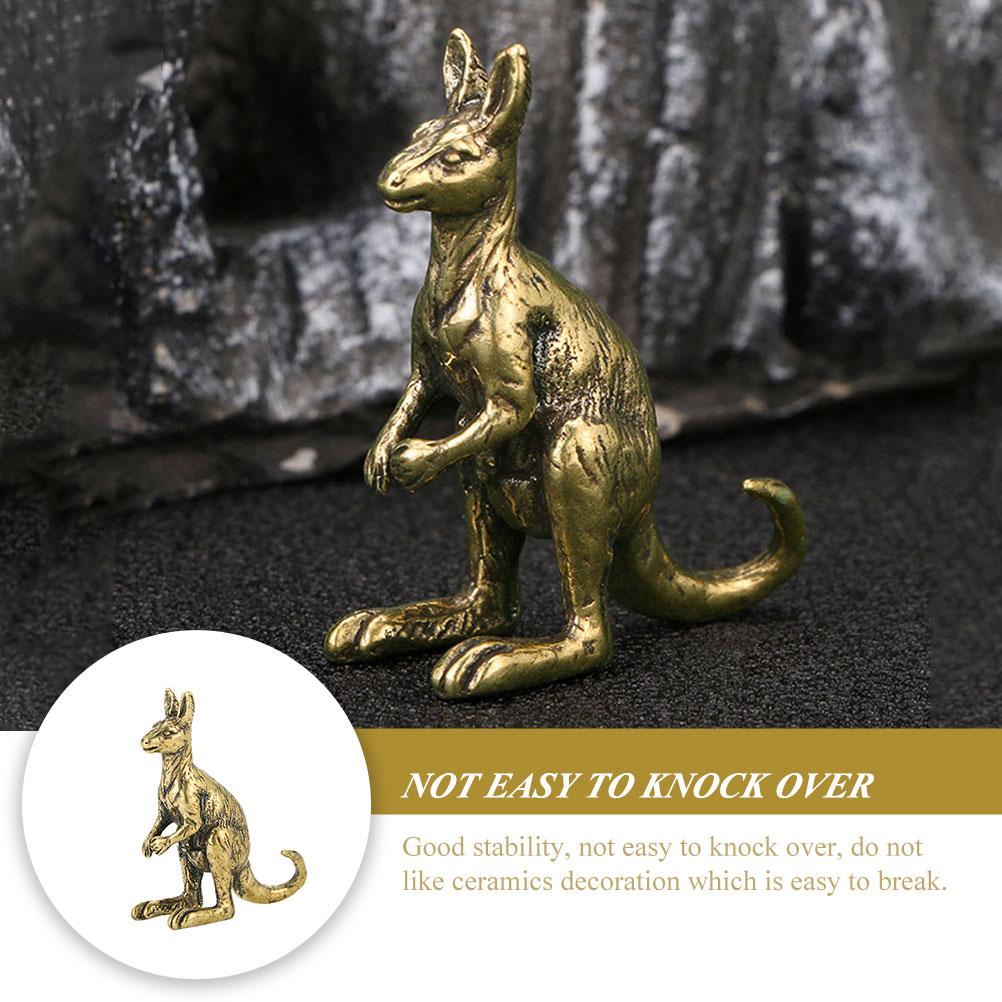 Kleine Känguru-Statue, Messing-Ornament, Gold-Dekor, kreative Desktop-Skulptur, Vintage-Spielzeug