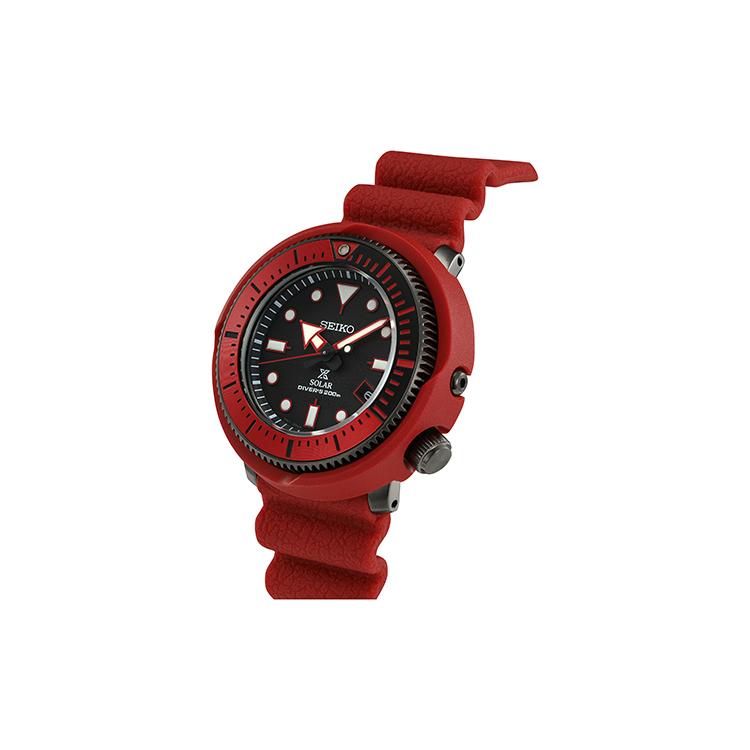 SEIKO Prospe Solar Movement Silicone Strap Watch Unisex Black Dial SNE581P1