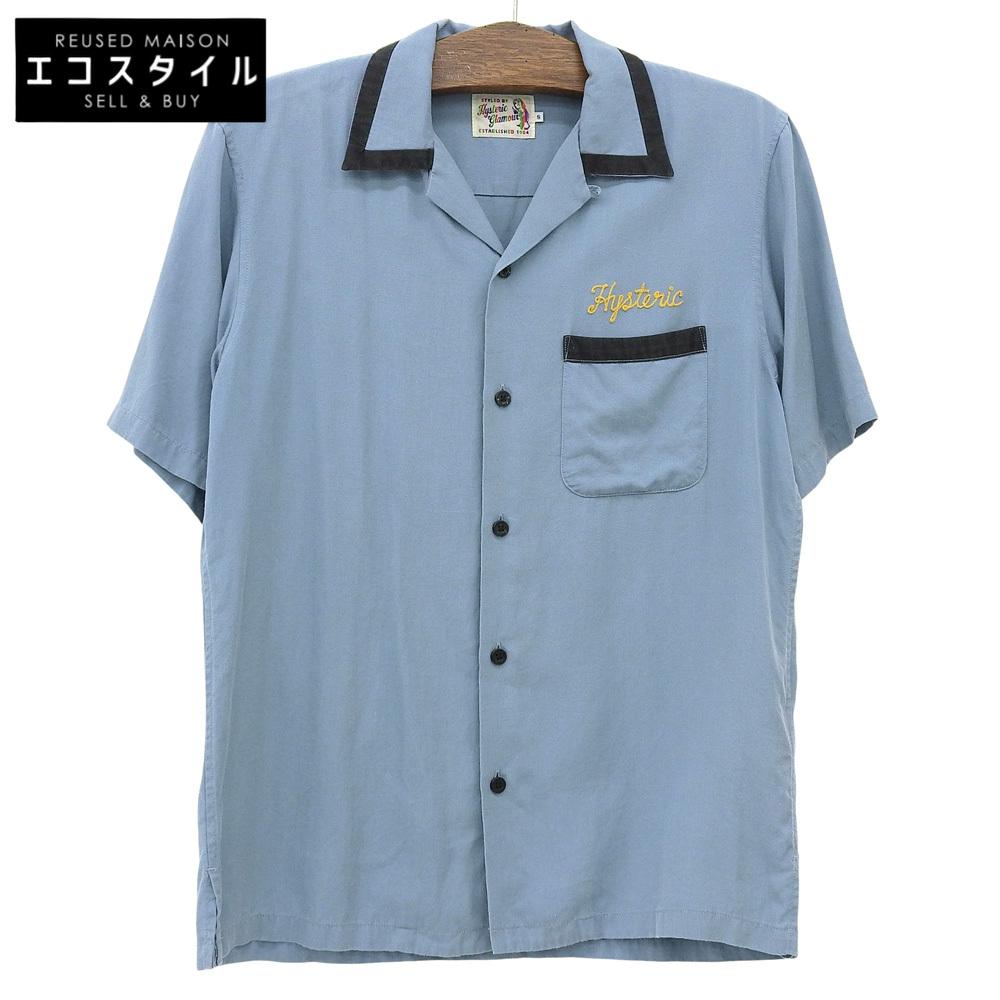 HYSTERIC GLAMOUR ENDLESS NIGHT Embroidered Bowling Shirt, Men's, Blue, Size S, 20 Stainless Steel Tops S BlueUsed
