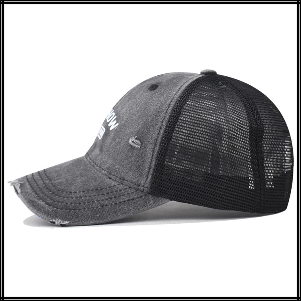 Baseball English CZA421 [White Fang] Hat, Cap, Cap, Letters, Embroidered, Mesh, Stylish, Cool, Men's, Women's, (Gray)
