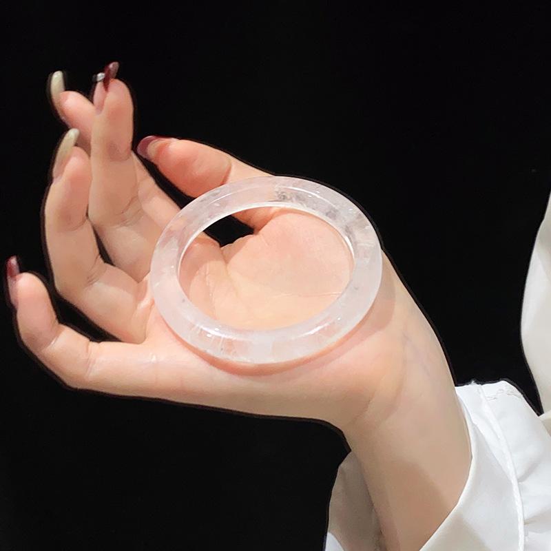 

Браслет из натурального розового кварца и прозрачного белого кристалла, браслет из нефрита фужун в китайском стиле, ювелирный подарок для нее 58-60mm белый