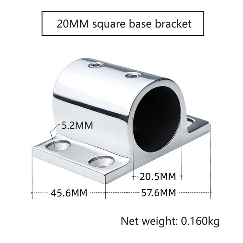 

20/22/25Mm Stainless Steel Square Tube Post Base Fixation Anti Corrosion Marine Bracket For Boat Handrail Deck Rail Support 20mm