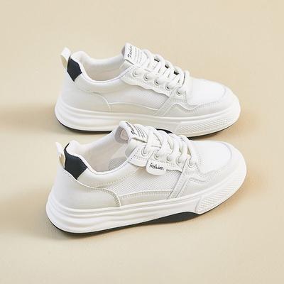 Little White Shoes Women's Versatile Mesh Breathable Flat Thick Sole 2025 Spring and Summer Thin Explosive Casual Dad Sports Board Shoes