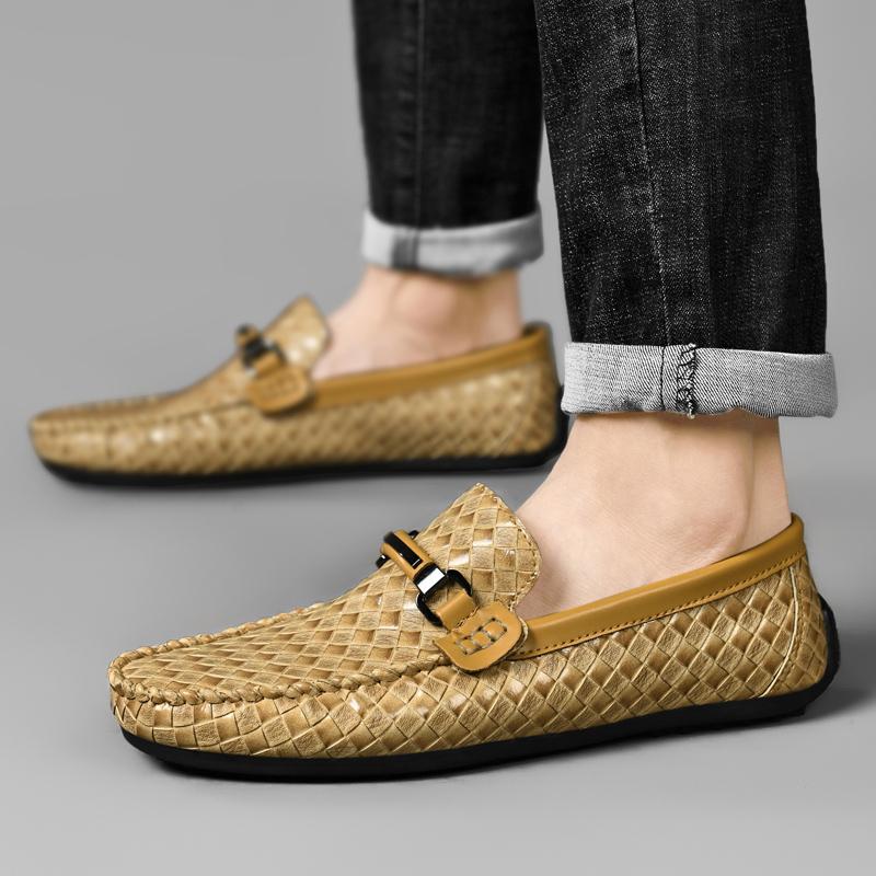 Men Shoes Leather Slip On Mens Moccasins Breathable Italian Casual Shoes Luxury Brand Loafers Men Driving Shoes Zapatos Hombre