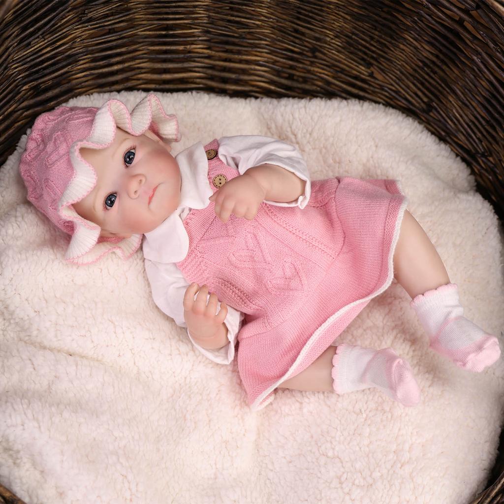 KEIUMI 18 Inch Reborn Baby Doll Full Silicone Vinyl Realistic 3D Skin Newborn Girl Toy Children Birthday Gift