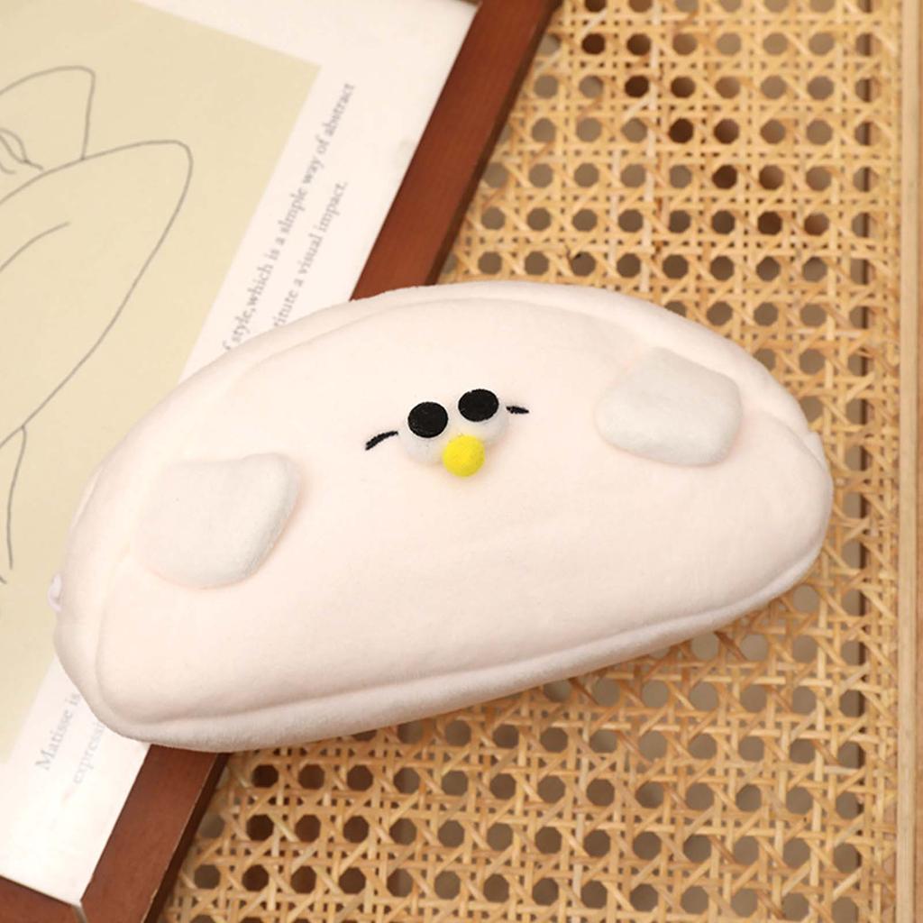 Small Pen Bag Cute Cartoon Seagull White Soft Short Plush  Student Pencil Bag for School Offi