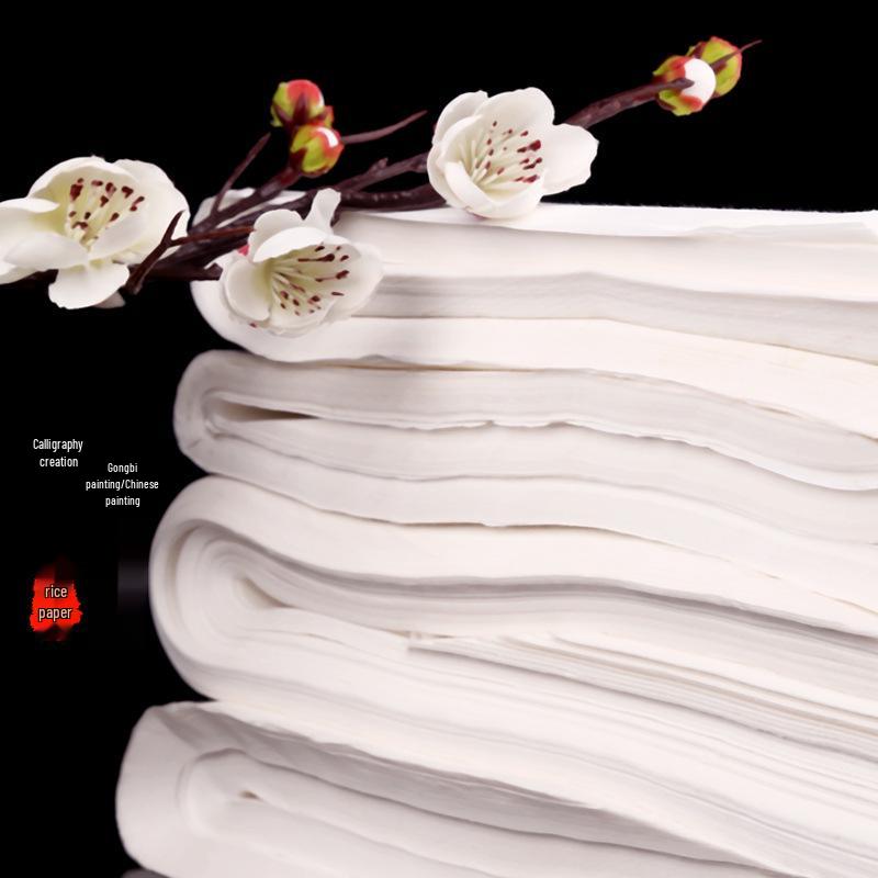 White Xuan Paper for Calligraphy & Chinese Painting - Semi-Ripe/Raw, Ideal for Brush Writing & Fine-Brush Art.