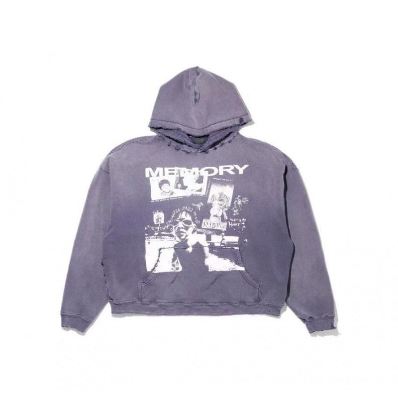 Mens Oversized Hooded Sweatshirt With Graphic Print Winter Streetwear Cotton Blend Pullover