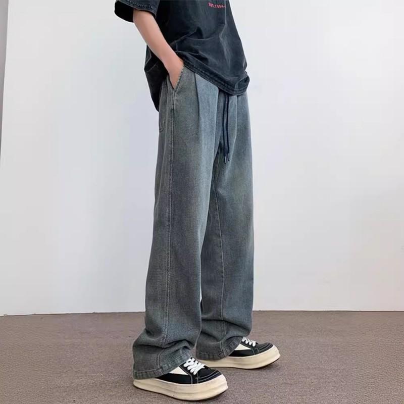 Mens Oversize Straight Leg Jeans Teen Streetwear Vintage Casual Denim Pants