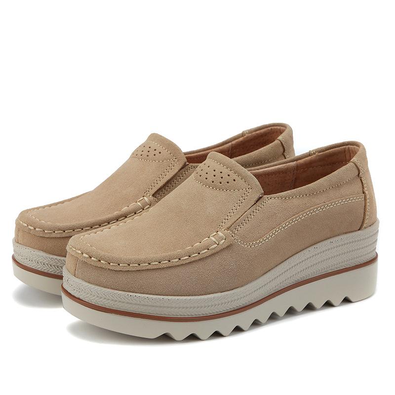 Women's Platform Shoes Fashion Suede Casual Shoes Designer Loafers Women Rocking Shoes Casual Mother Footwear Single Wedge Shoe