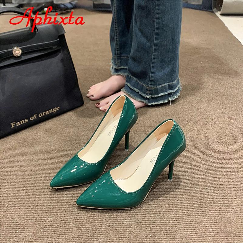 Aphixta 2024 Fluorescent Green Multi-coloured 10cm Super High Stiletto Heels Pumps Women Shoes Pointed Toe Party Big Size 49 50