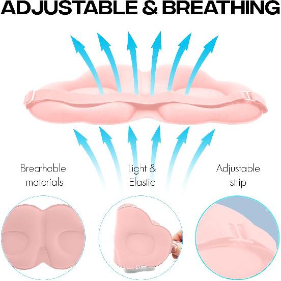 Sleep Mask,Soft 3D Contoured Silky Blindfold Eye Mask for Sleeping and Side Sleepers,Eye Cover with Adjustable Strap Suitable Gift for Men Women