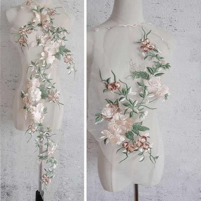 Pembe Çiçek Nakış Yama Aplike Giyim İçin Ropa Parches Bordados Para Dikiş Aksesuarları