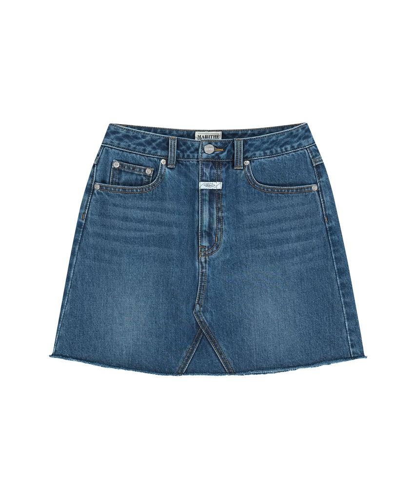 Malittepeulangsowajeobeo W Raw Edge Denim Mini Skirt Blue