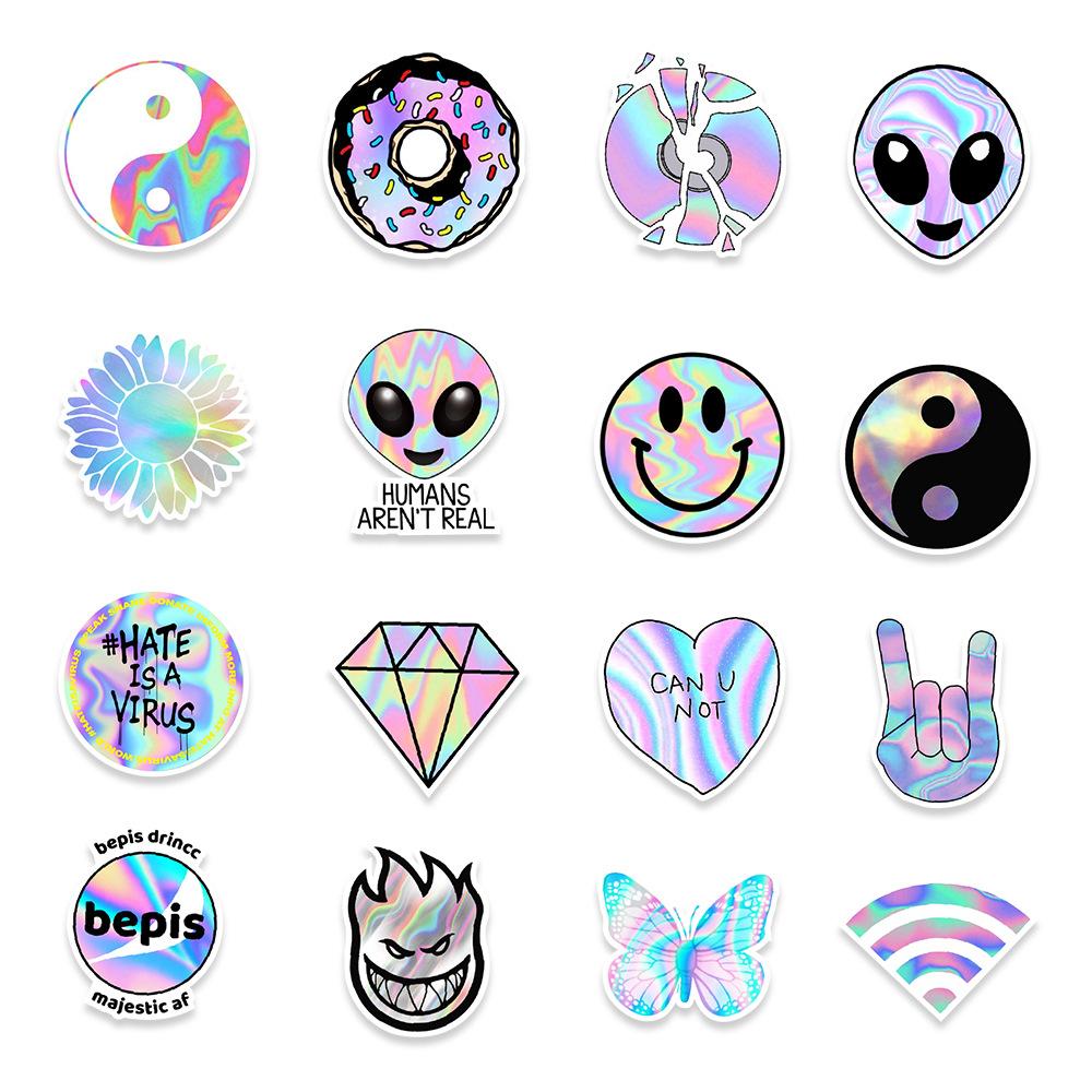 50 Laser Graffiti Stickers Balance Bike Mobile Phone Kettle Decoration Stickers